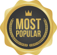 Gold and black badge emblem featuring ‘Most Popular’ for Halo 360 photobooth recognition and achievement.