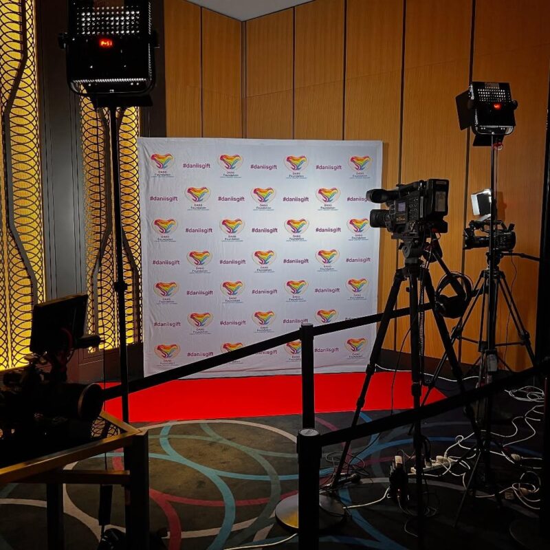 Client discussing booking options for a 360 photobooth with staff