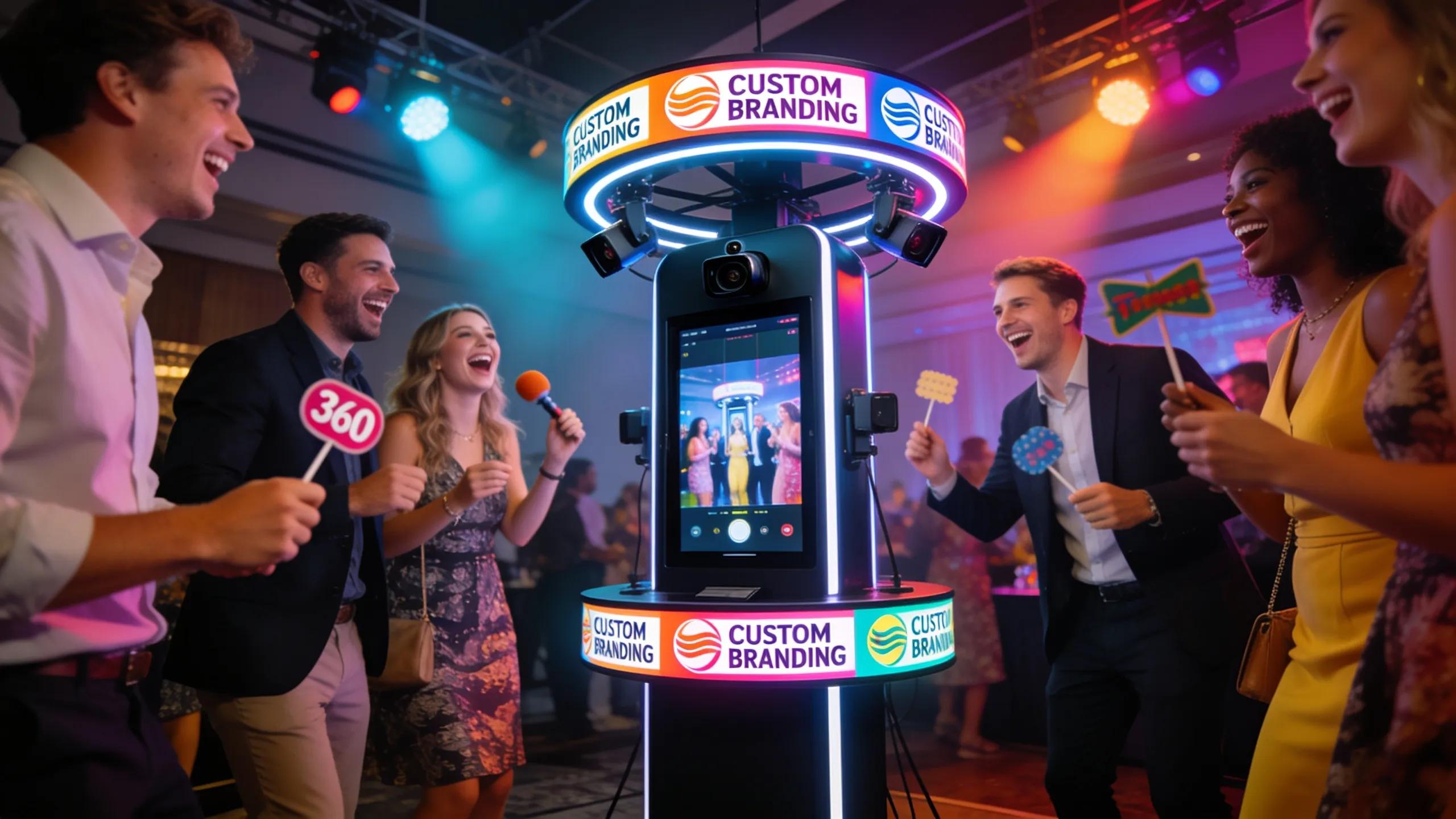 Attendees participating in a 360 photo booth experience, enhancing brand visibility through engagement