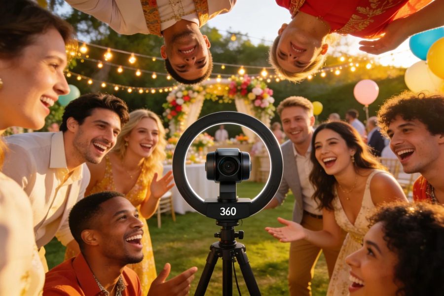 Guests enjoying a 360 camera experience at an event, highlighting immersive photography solutions