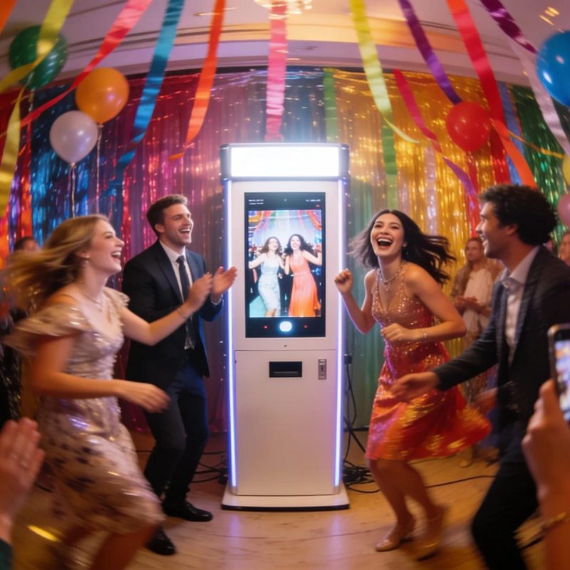 360 photo booth in a lively event capturing joyful moments