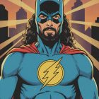 AI-generated comic book superhero style portrait