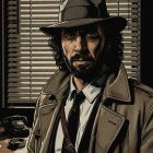 AI-generated comic book noir detective style portrait