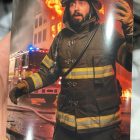 Halo360 AI Photo Booth instant 4x6 postcard print, firefighter theme