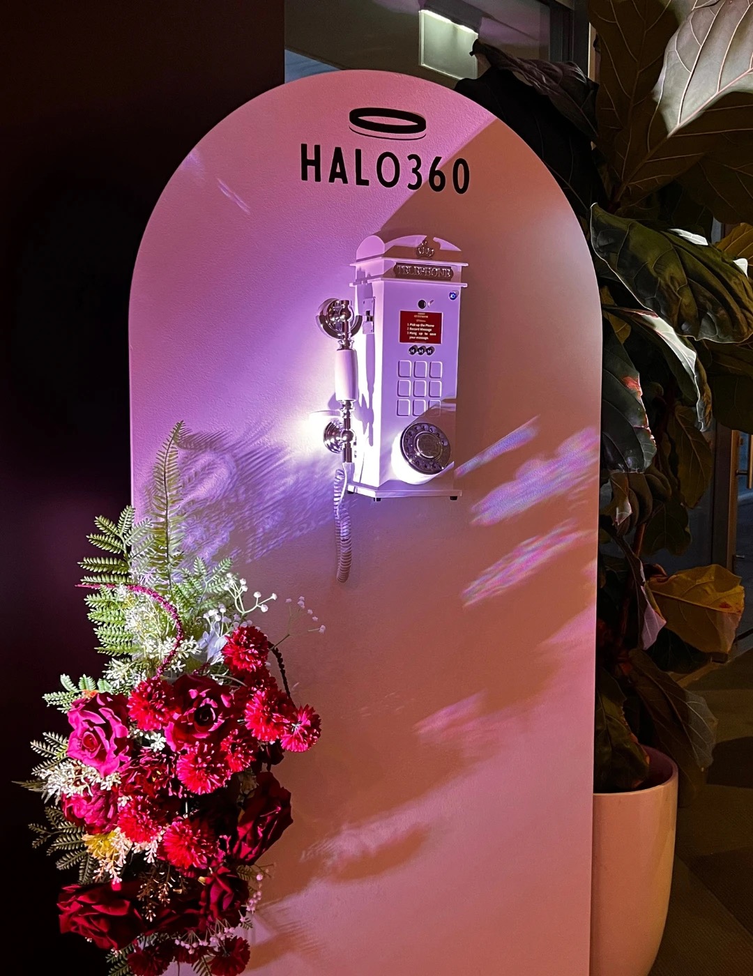 Halo360 Video Guestbook arch setup with flowers