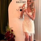 Bride using the Halo360 Video Guestbook at a real wedding